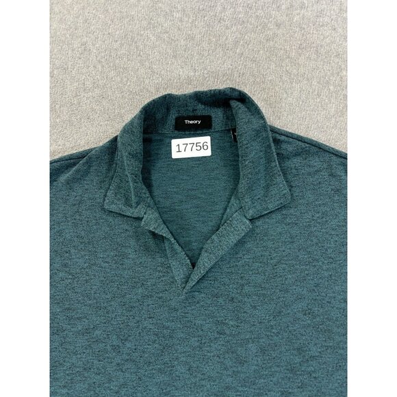 Theory Shot Sleeve Cotton Blend Polo‎ Shirt (Men's Medium) Green - Picture 2 of 9